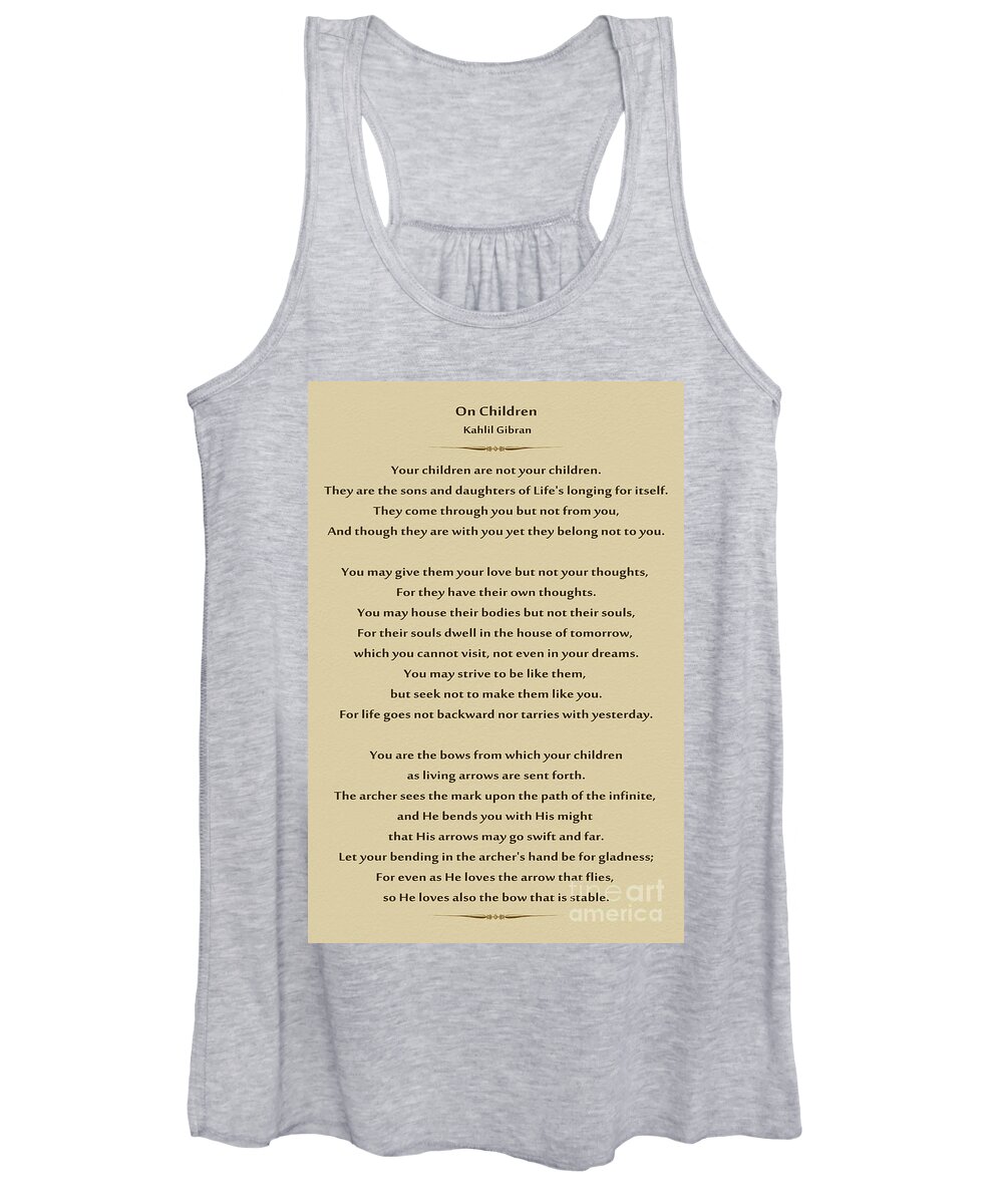  Women's Tank Top featuring the photograph 184- Kahlil Gibran - On Children by Joseph Keane