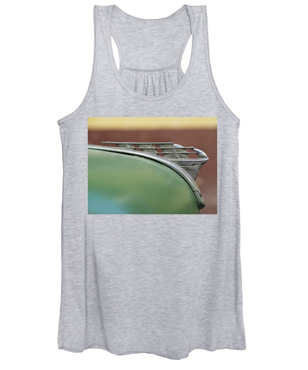 Plymouth-hood-ornament Women's Tank Top featuring the photograph 1950 PLYMOUTH HOOD ORNAMENT - IMAGE ART by JO ANN TOMASELLI by Jo Ann Tomaselli