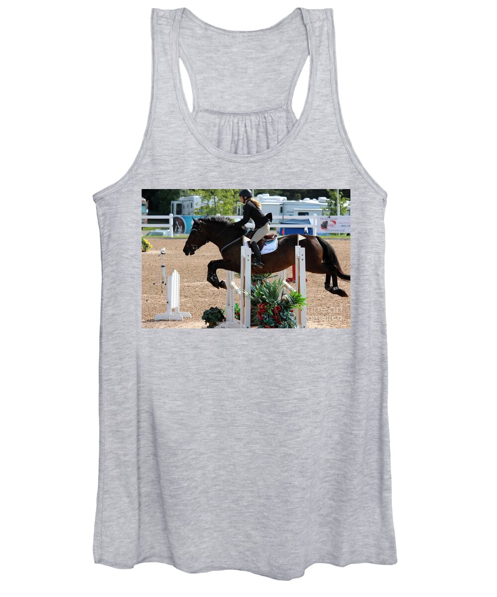 Horse Women's Tank Top featuring the photograph 1jumper187 by Janice Byer