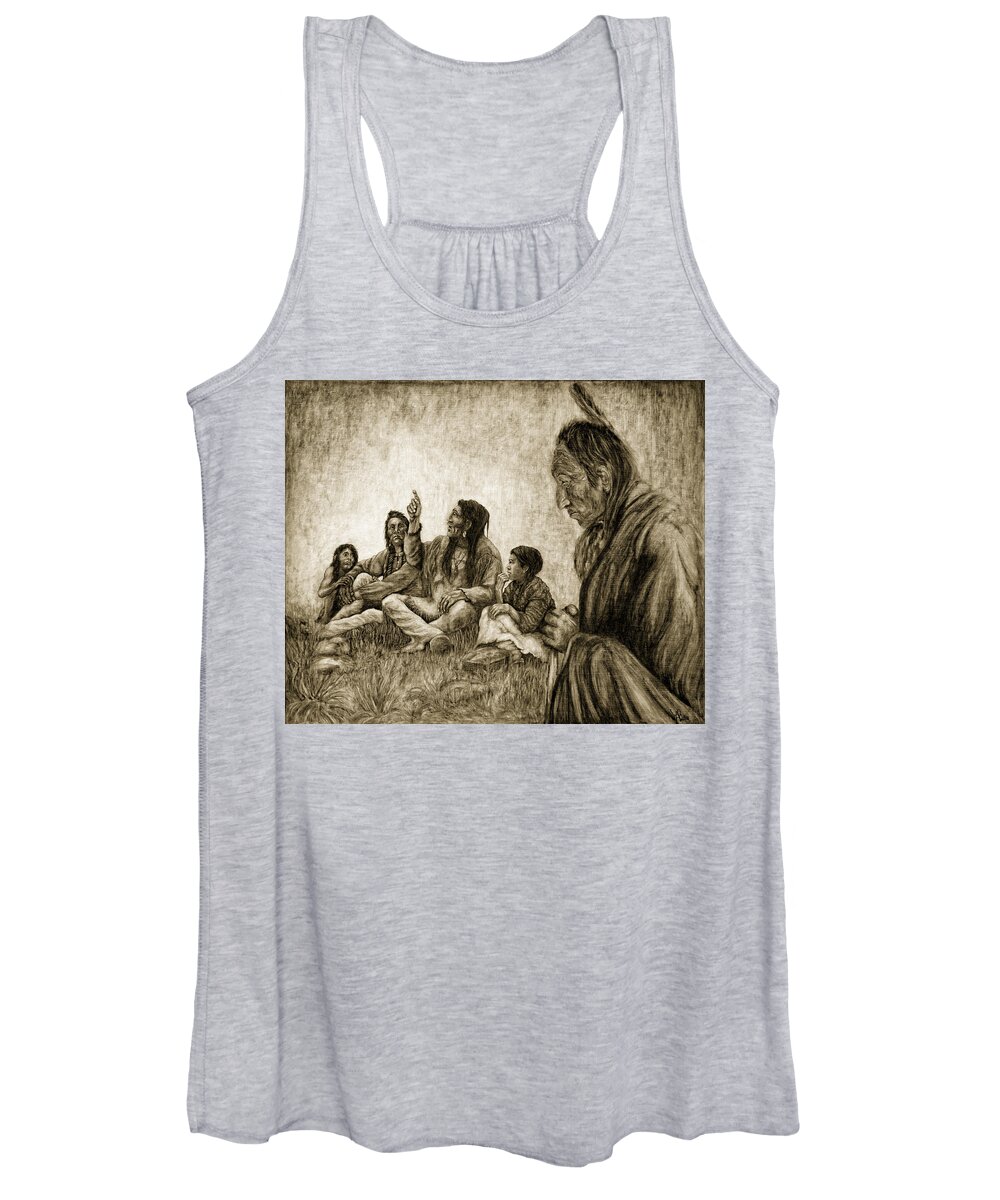 Texas Women's Tank Top featuring the drawing Tales Passed On #2 by Erich Grant