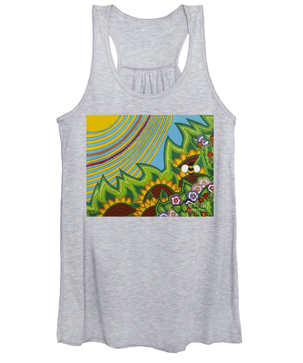 Sun Women's Tank Top featuring the painting Sunflowers by Rojax Art