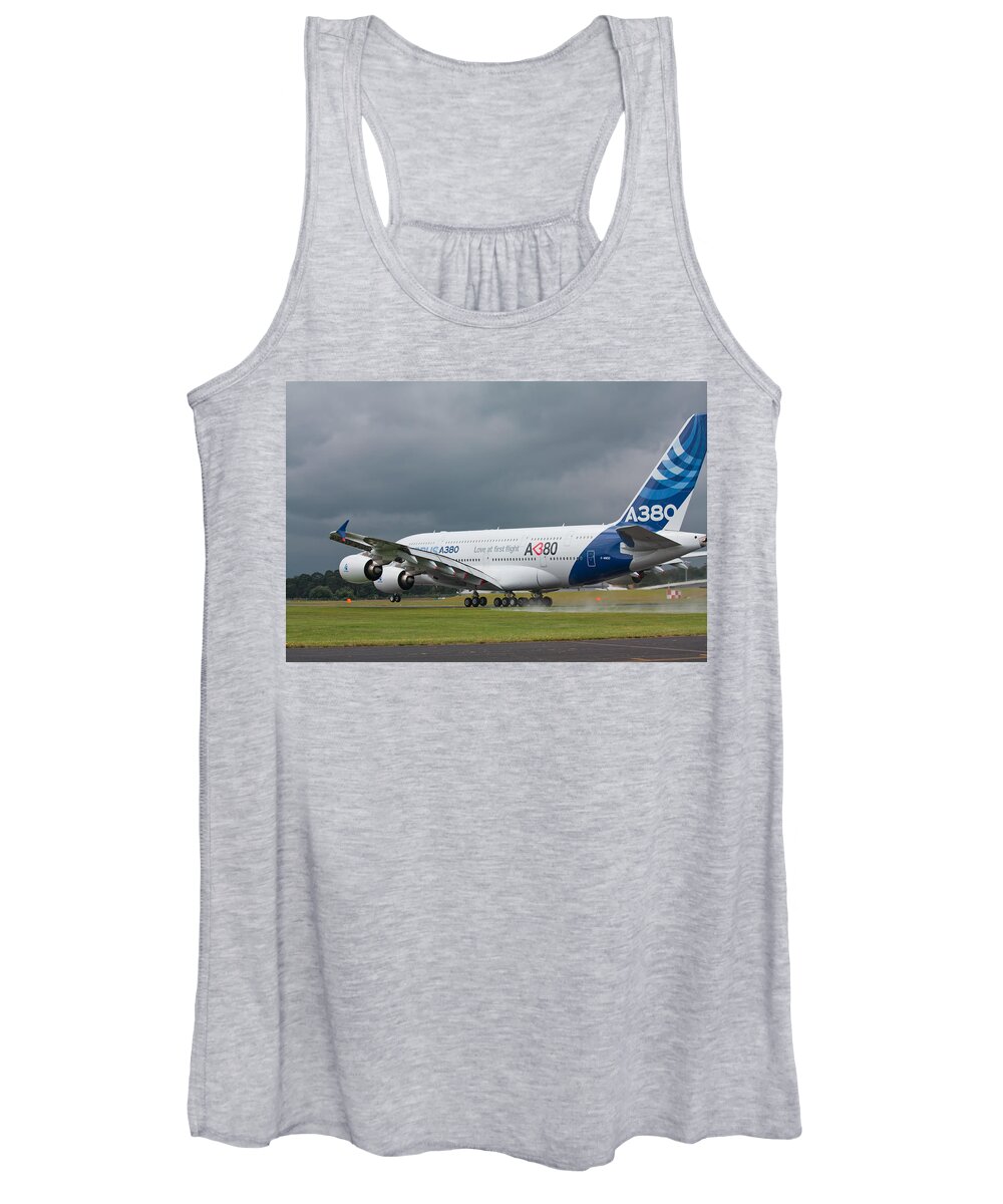 Airbus A380 Women's Tank Top featuring the photograph Airbus A380 #3 by Shirley Mitchell