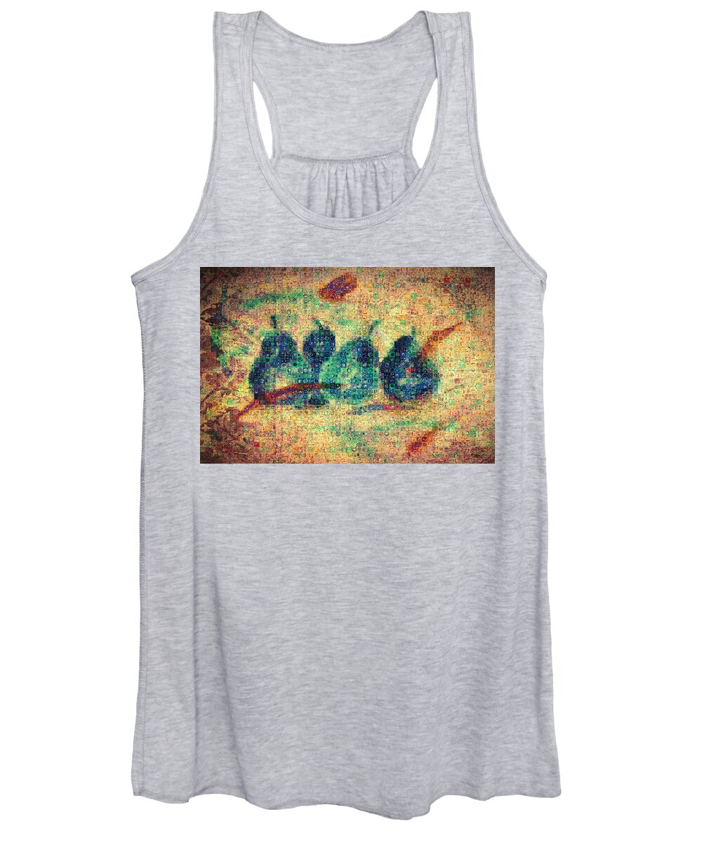 Watercolor Women's Tank Top featuring the painting 4 Pears Mosaic by Paula Ayers