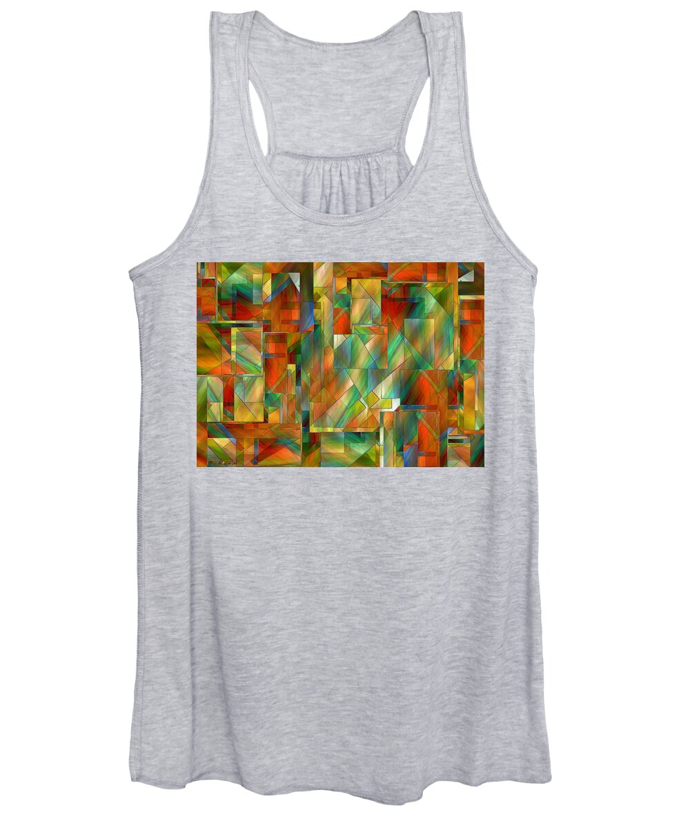 Abstract Women's Tank Top featuring the painting 53 Doors by RC DeWinter