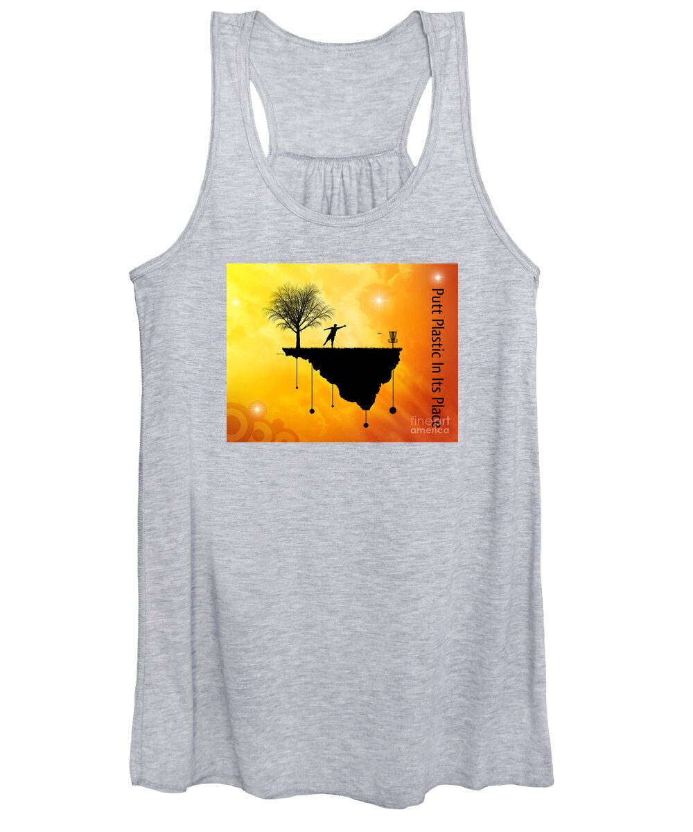 Disc Golf Women's Tank Top featuring the digital art Putt Plastic In Its Place #7 by Phil Perkins