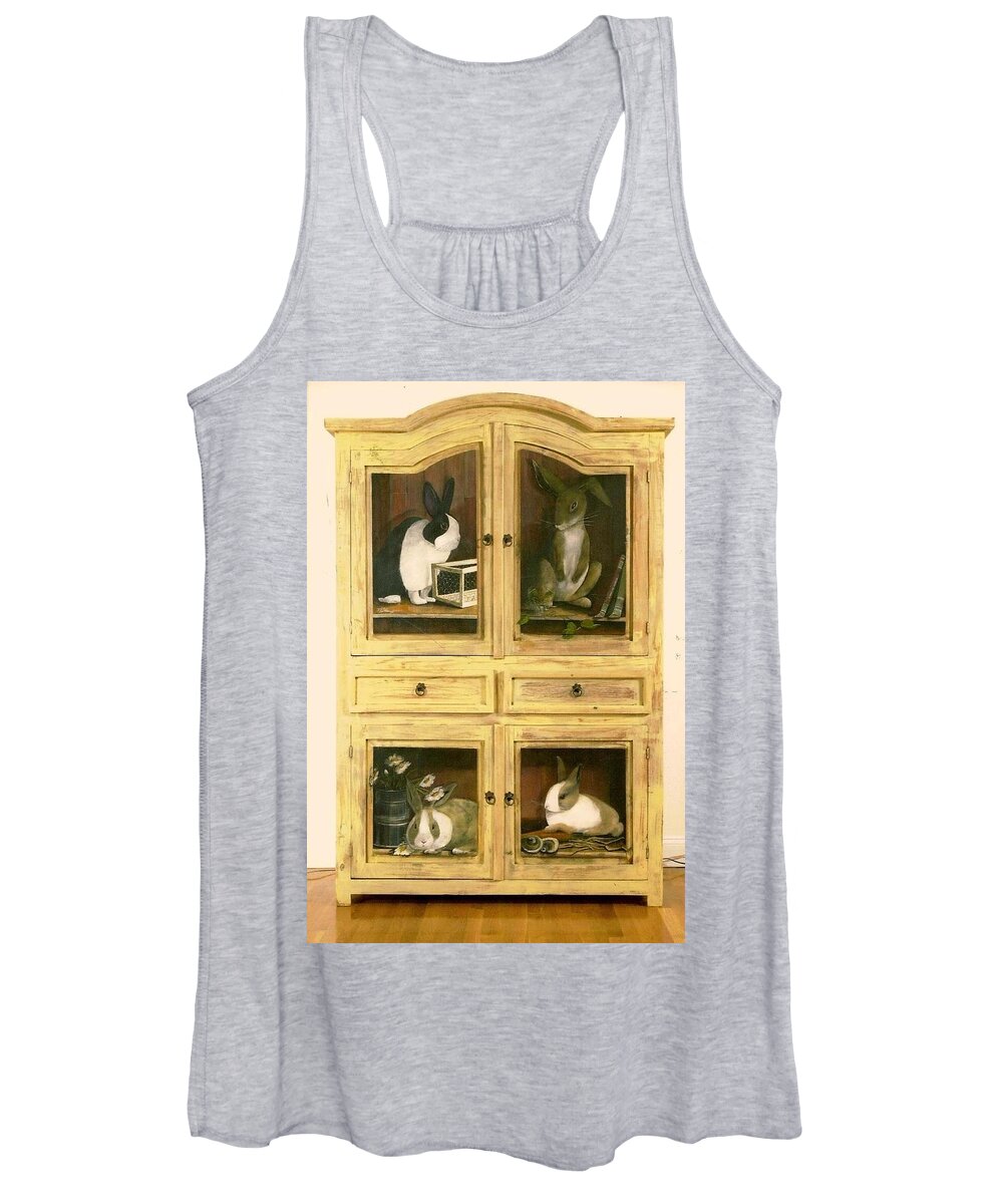 Diane Strain Women's Tank Top featuring the painting A Home for my Rabbits by Diane Strain