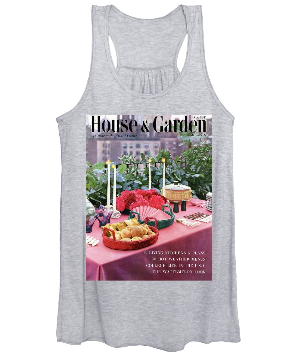 Travel Women's Tank Top featuring the photograph A House And Garden Cover Of Al Fresco Dining by Wiliam Grigsby