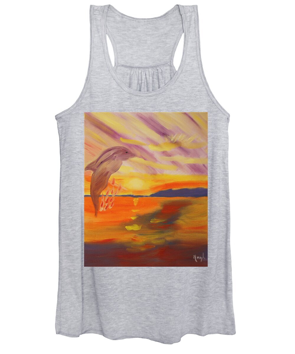 Dolphin Women's Tank Top featuring the painting A Leap of Joy by Meryl Goudey