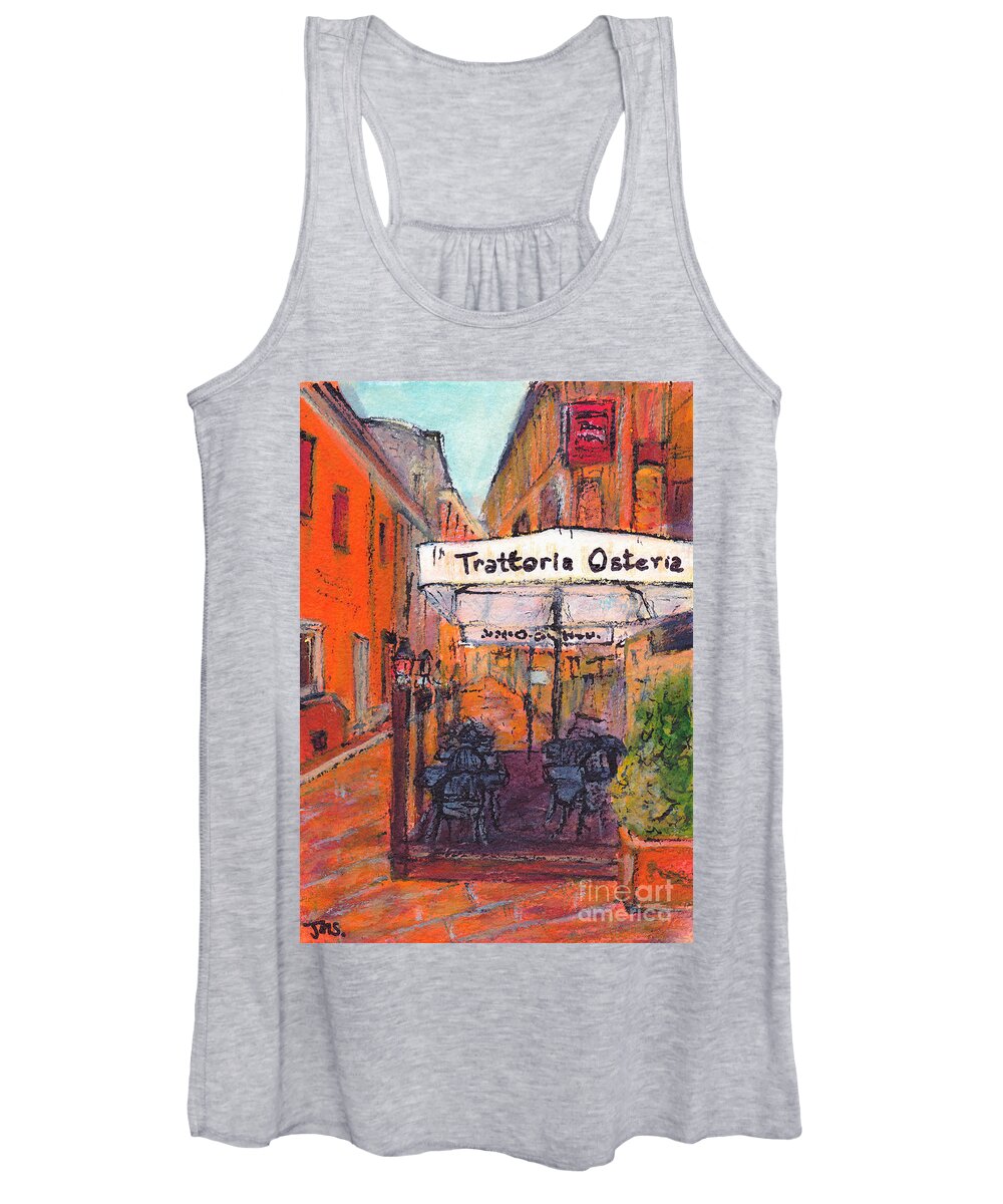 Painting Women's Tank Top featuring the painting A Quiet Spot Bologna Italy by Jackie Sherwood