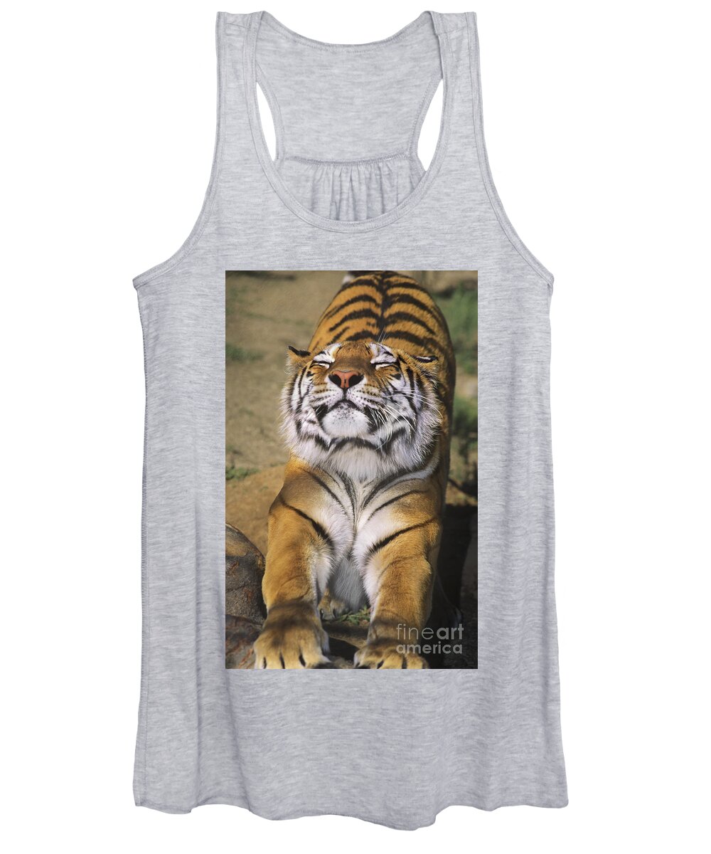 Siberian Tiger Women's Tank Top featuring the photograph A Tough Day Siberian Tiger Endangered Species Wildlife Rescue by Dave Welling
