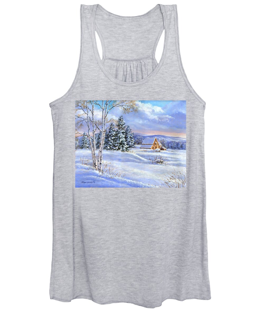 Winter Women's Tank Top featuring the painting A Winter Afternoon by Richard De Wolfe