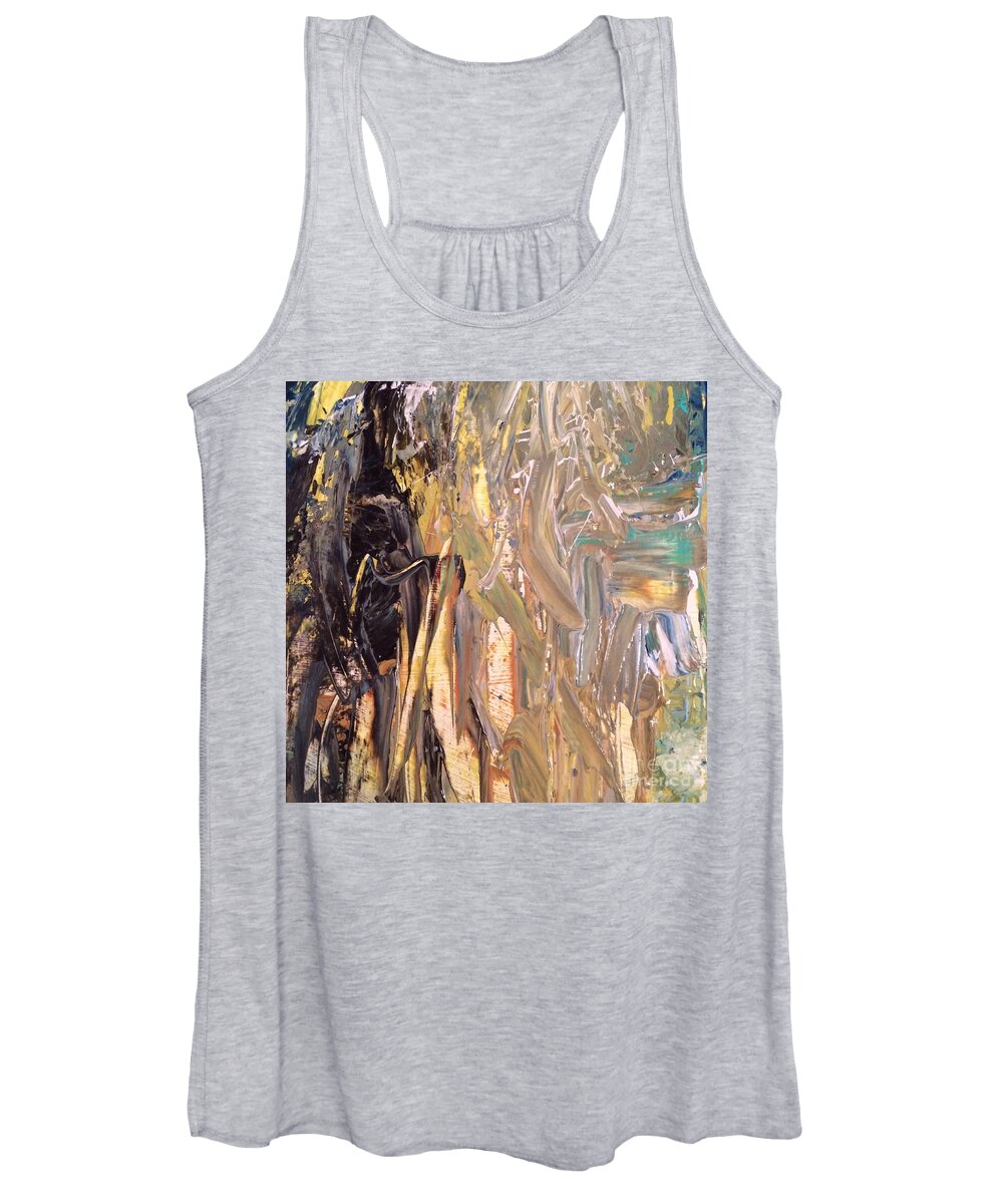 Abstract Black And Sand Women's Tank Top featuring the painting Abstract black and sand by Robin Pedrero