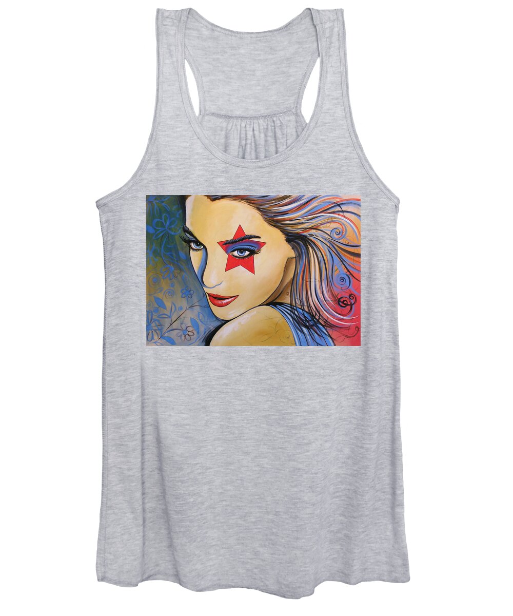 Woman Women's Tank Top featuring the painting Abstract Modern Female Woman Girl Art ... Fall by Amy Giacomelli