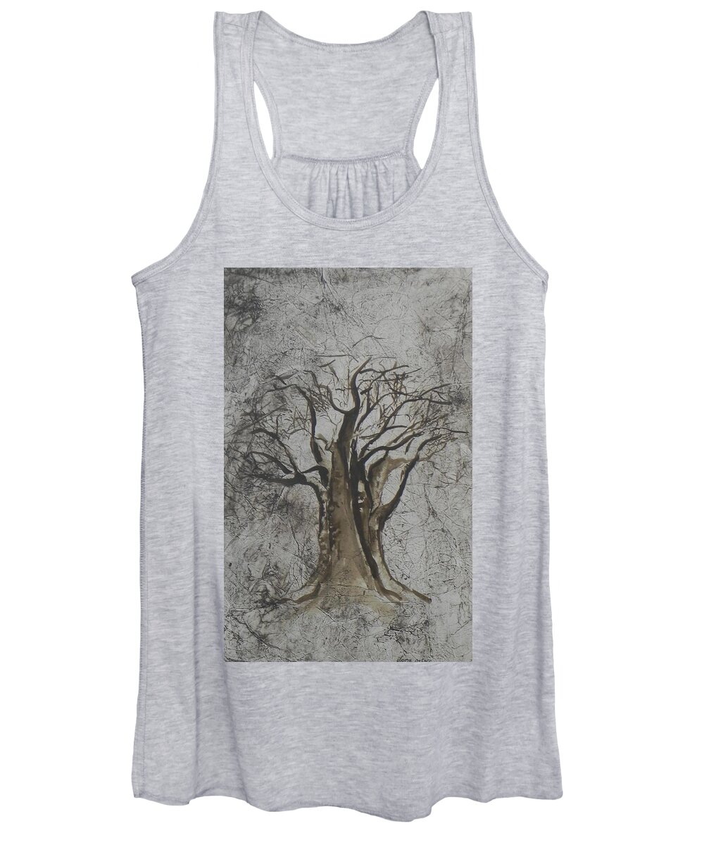 African Tree Women's Tank Top featuring the painting Africa presence by Ilona Petzer