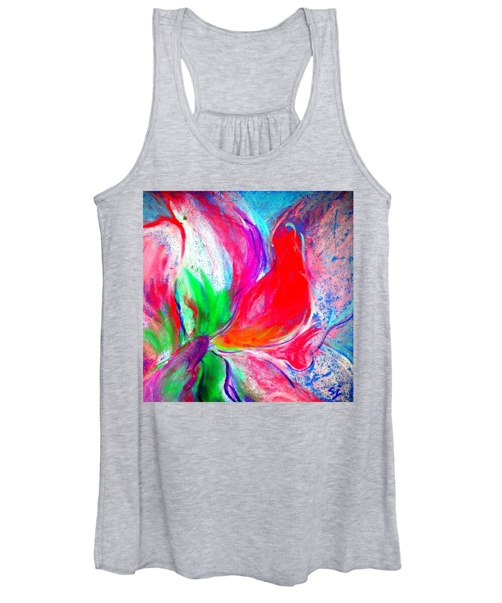 Amaryllis Women's Tank Top featuring the painting Funky Amaryllis lily by Sue Jacobi