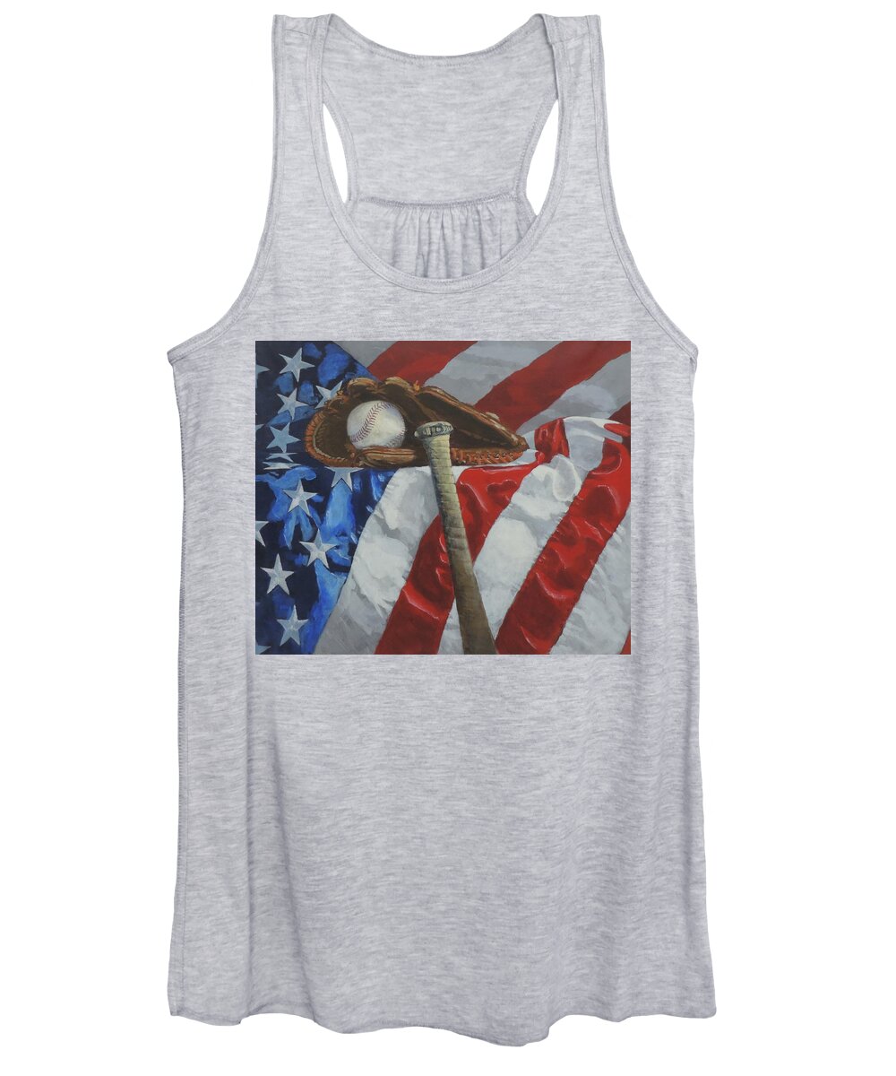 America's Game Women's Tank Top featuring the painting America's Game  by Bill Tomsa