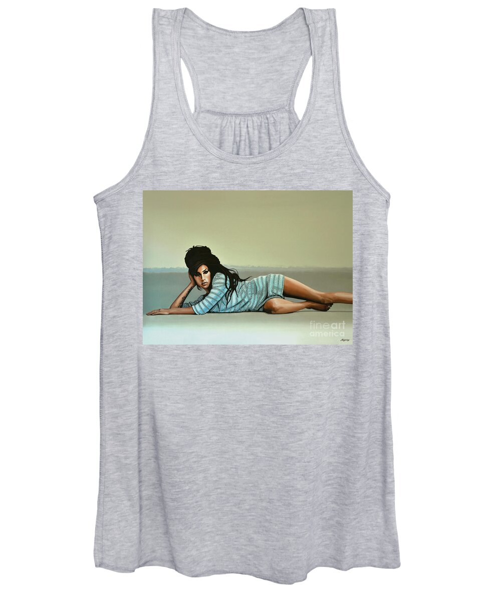 Amy Winehouse Women's Tank Top featuring the painting Amy Winehouse 2 by Paul Meijering