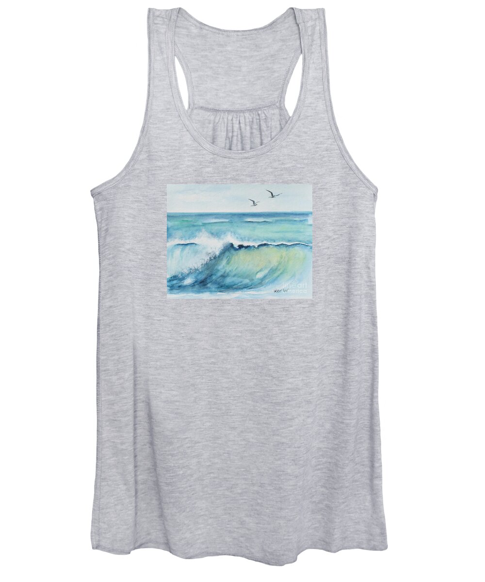 Blue Women's Tank Top featuring the painting An Ocean's Wave by Wendy Ray