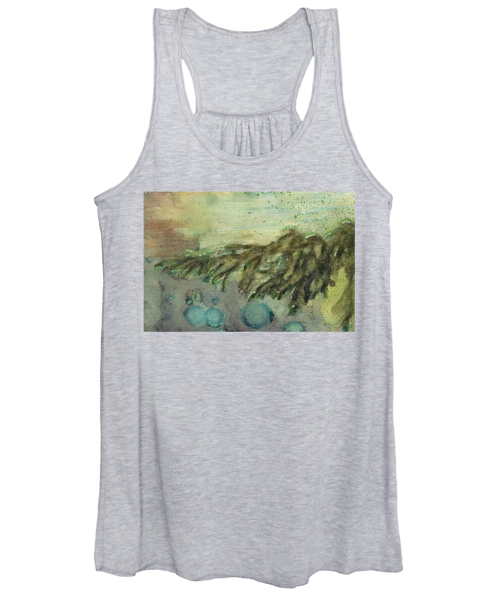 Pine Tree Women's Tank Top featuring the painting Angel Wing Branch by Cara Frafjord