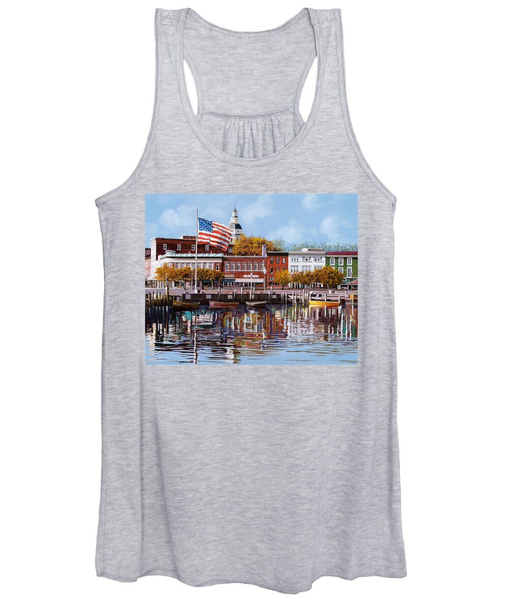 Annapolis Women's Tank Top featuring the painting Annapolis MD by Guido Borelli