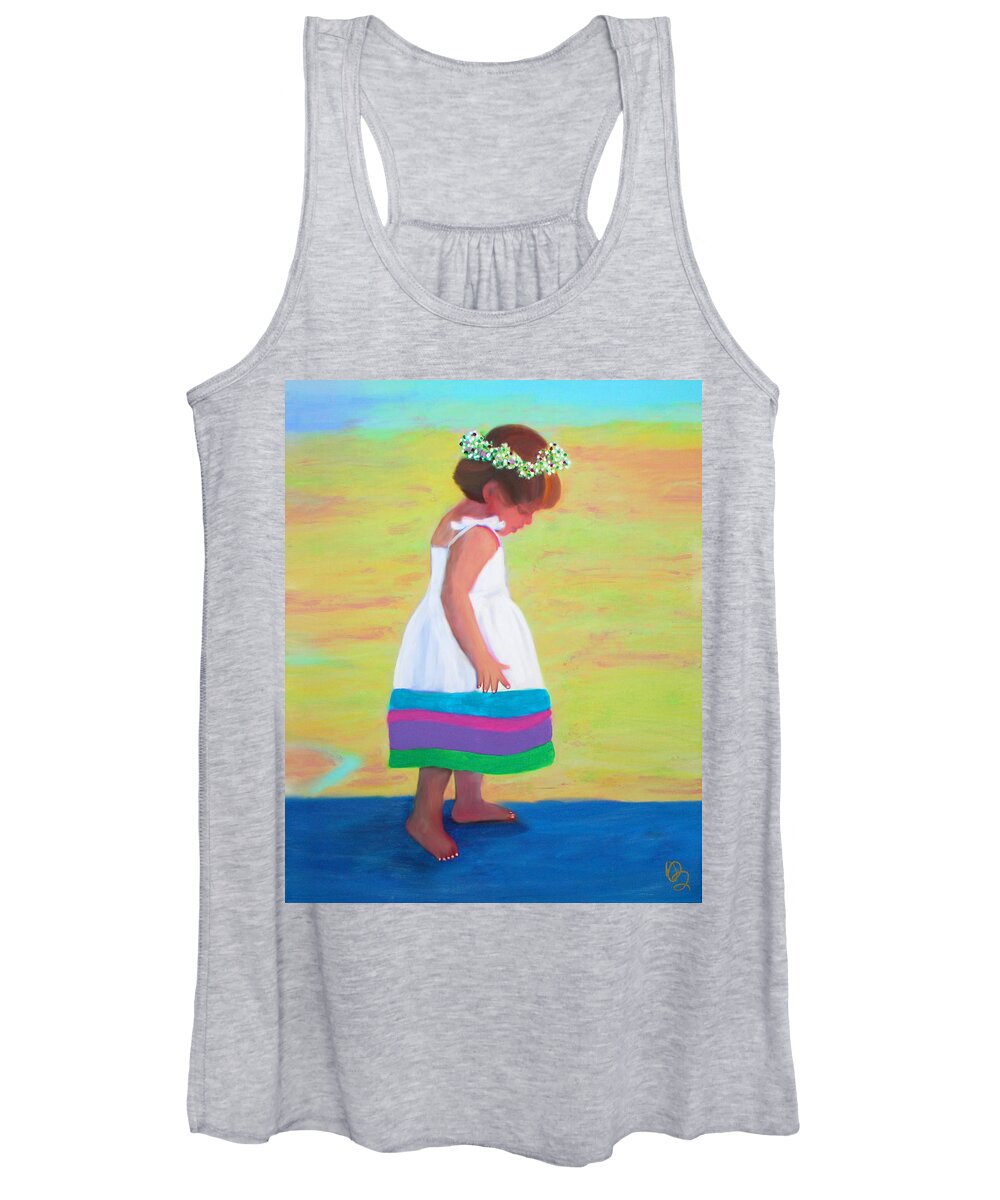 Girl Women's Tank Top featuring the painting At The Beach by Deborah Boyd