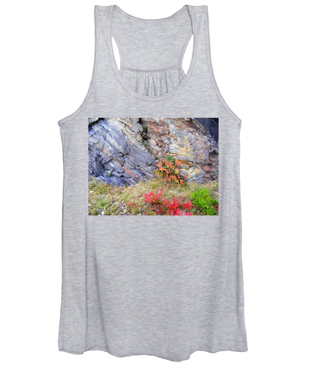 Landscapes Women's Tank Top featuring the photograph Autumn and Rocks by Duane McCullough