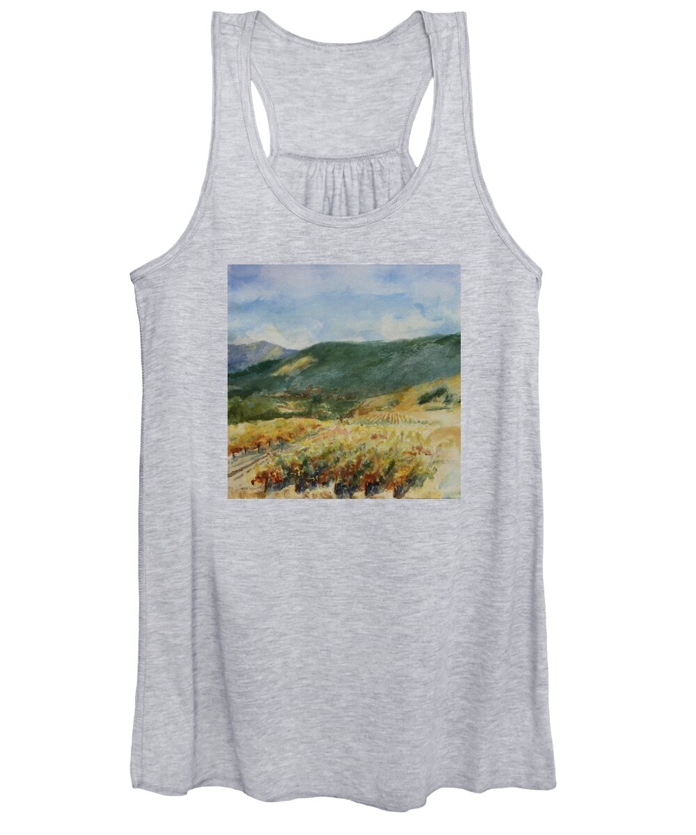 Autumn In The Vineyards Women's Tank Top featuring the painting Harvest Time In Napa Valley by Maria Hunt