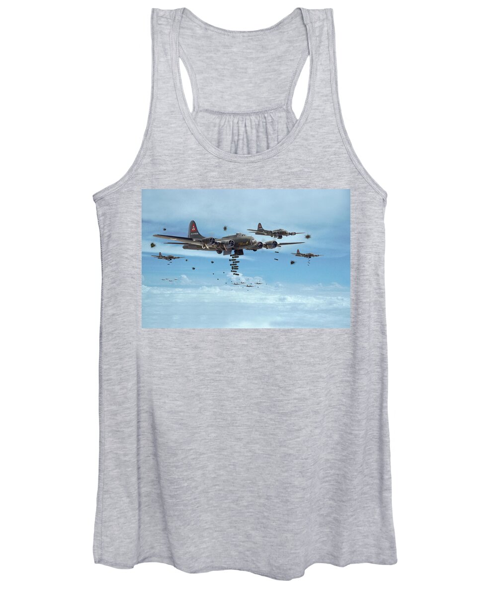 Aircraft Women's Tank Top featuring the photograph B17 - Mighty 8th Arrives by Pat Speirs