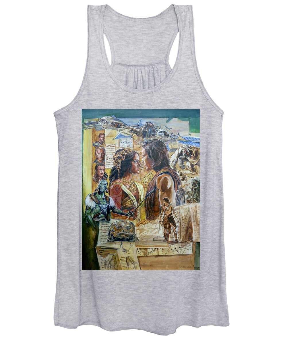 Edgar Rice Burroughs Women's Tank Top featuring the painting Back To Mars by Bryan Bustard