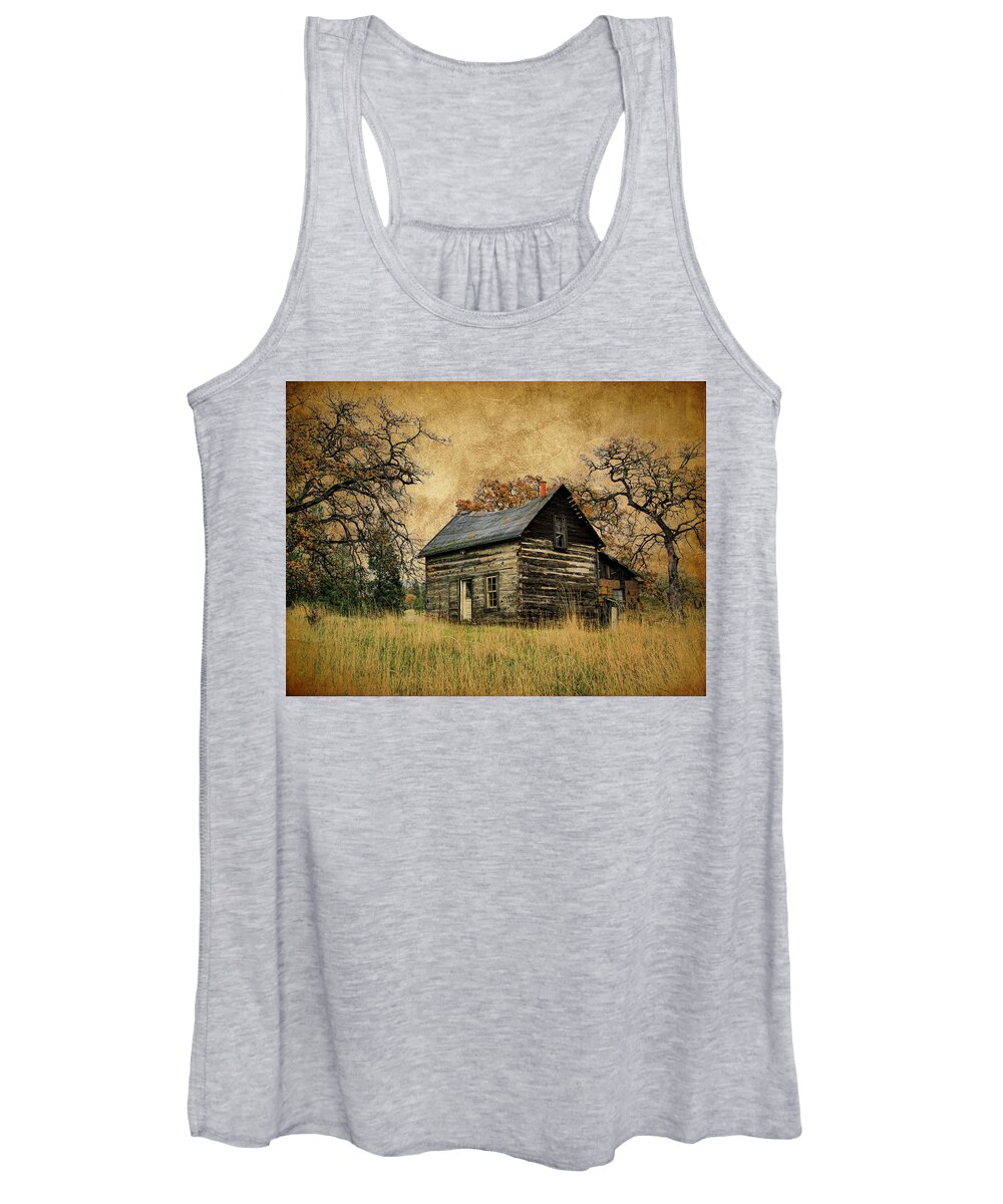 Cabin Women's Tank Top featuring the photograph Backwoods Cabin by Steve McKinzie