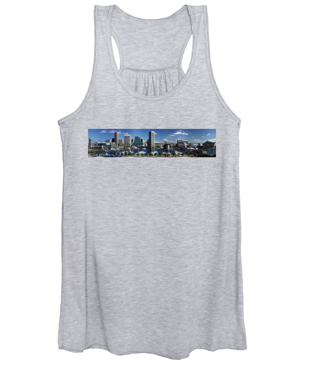 Baltimore Women's Tank Top featuring the photograph Baltimore Inner Harbor Panorama by Bill Swartwout