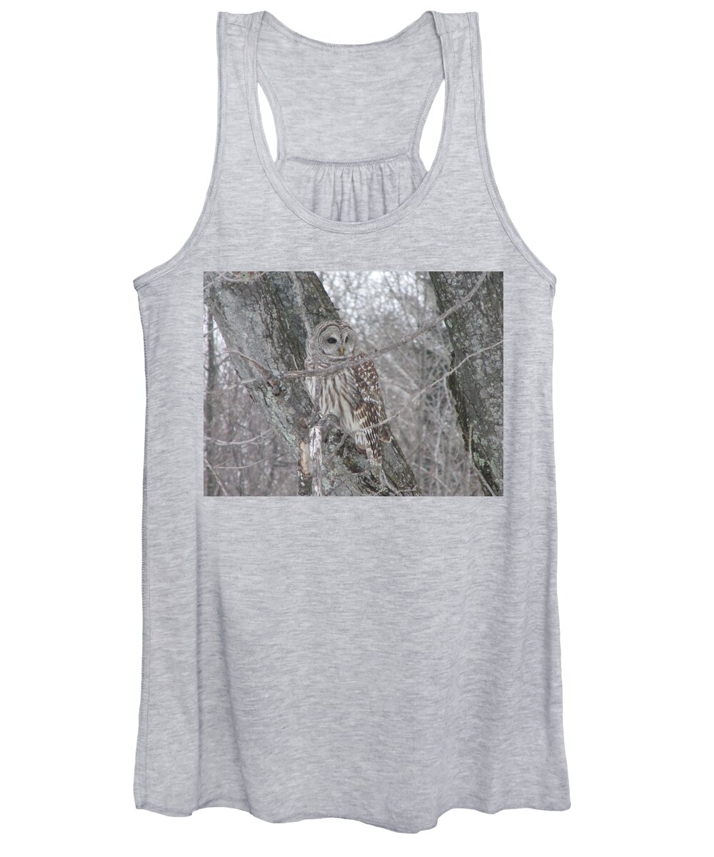 Barred Owl Women's Tank Top featuring the photograph Barred Owl by Rick Huotari