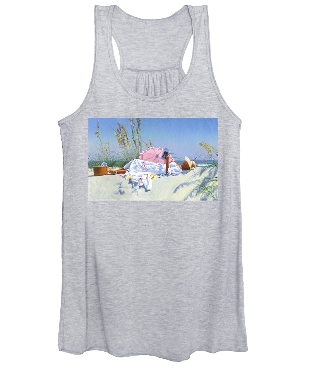 Impressionist Women's Tank Top featuring the painting Beach Recliner by Candace Lovely