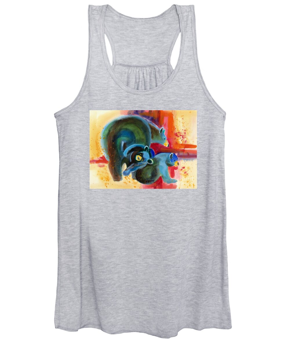 Paintings Women's Tank Top featuring the painting Bear Family in Red by Kathy Braud