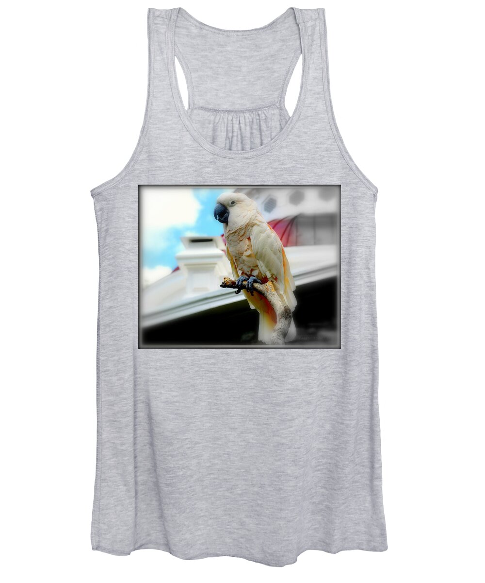 Muluccan Women's Tank Top featuring the photograph Beautiful Salmon-Crested Cockatoo by Kathy Barney