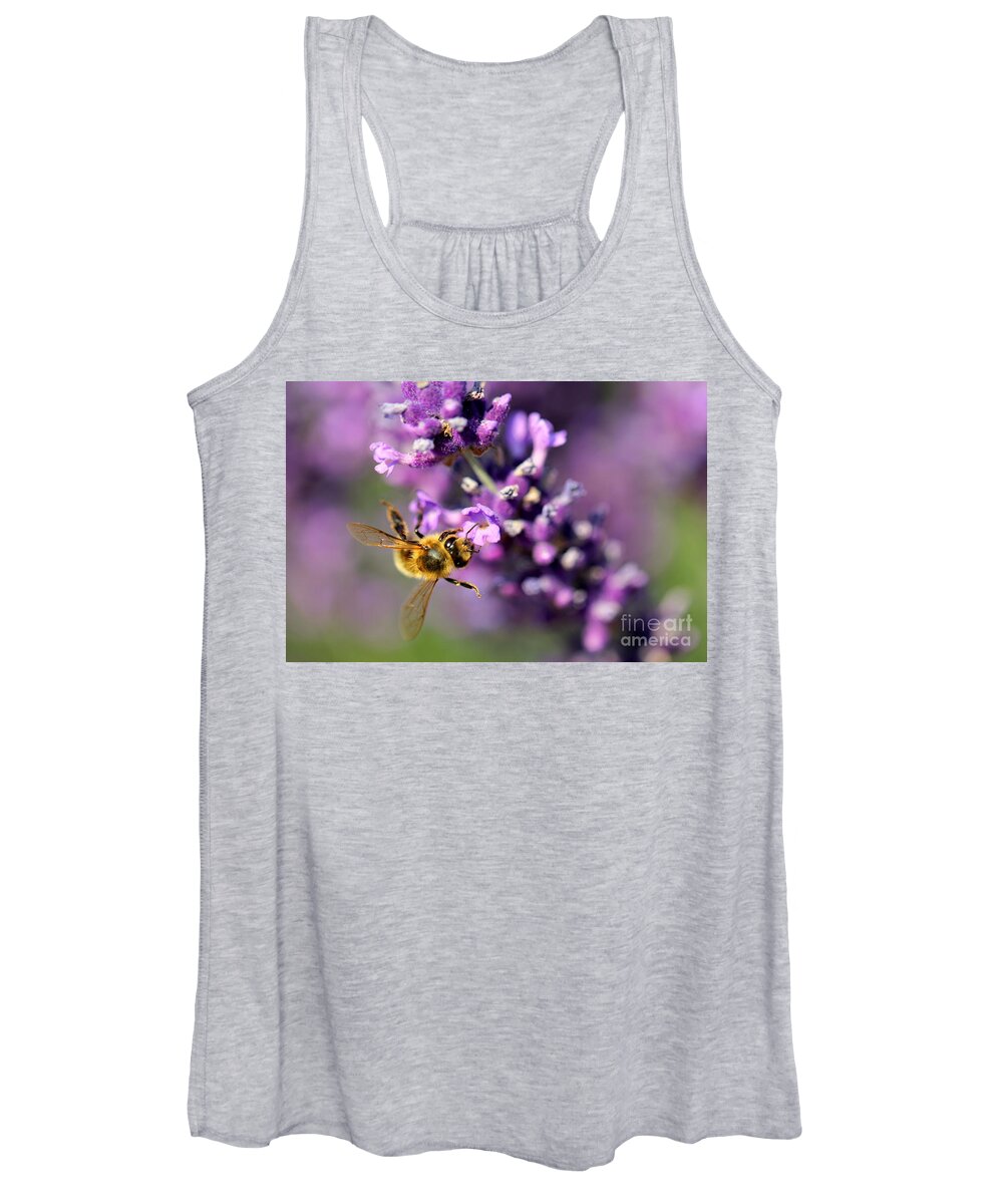 Bee Women's Tank Top featuring the photograph Bee on the Lavender Branch by Amanda Mohler