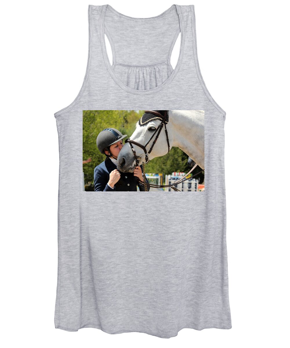 Horse Women's Tank Top featuring the photograph Big Kisses by Janice Byer