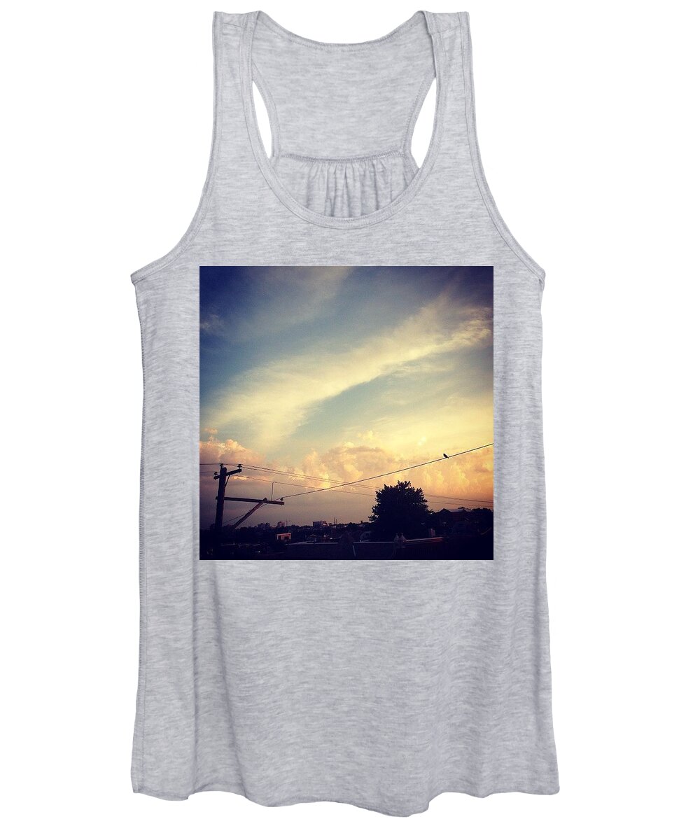 Bird Women's Tank Top featuring the photograph Bird on a wire. by Katie Cupcakes