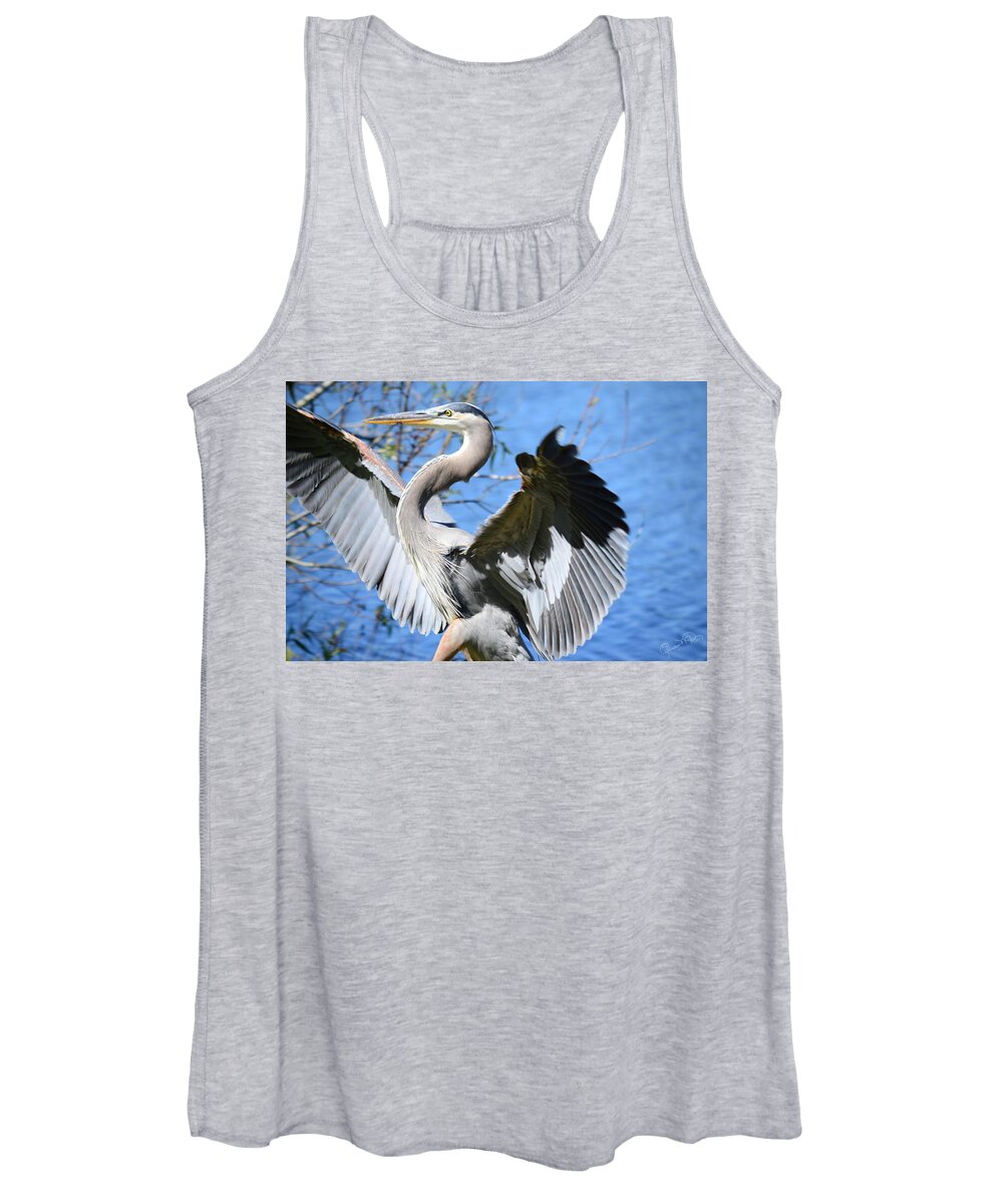 great Blue Heron Women's Tank Top featuring the photograph Blue on Blue by Susan Molnar