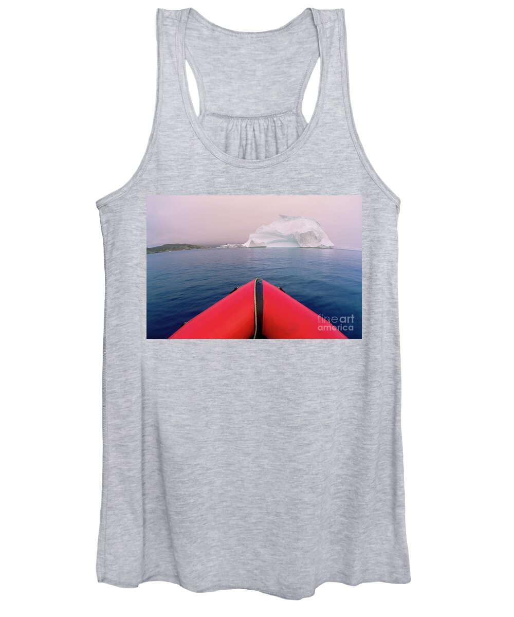 00342168 Women's Tank Top featuring the photograph Red Boat And Summer Iceberg by Yva Momatiuk John Eastcott