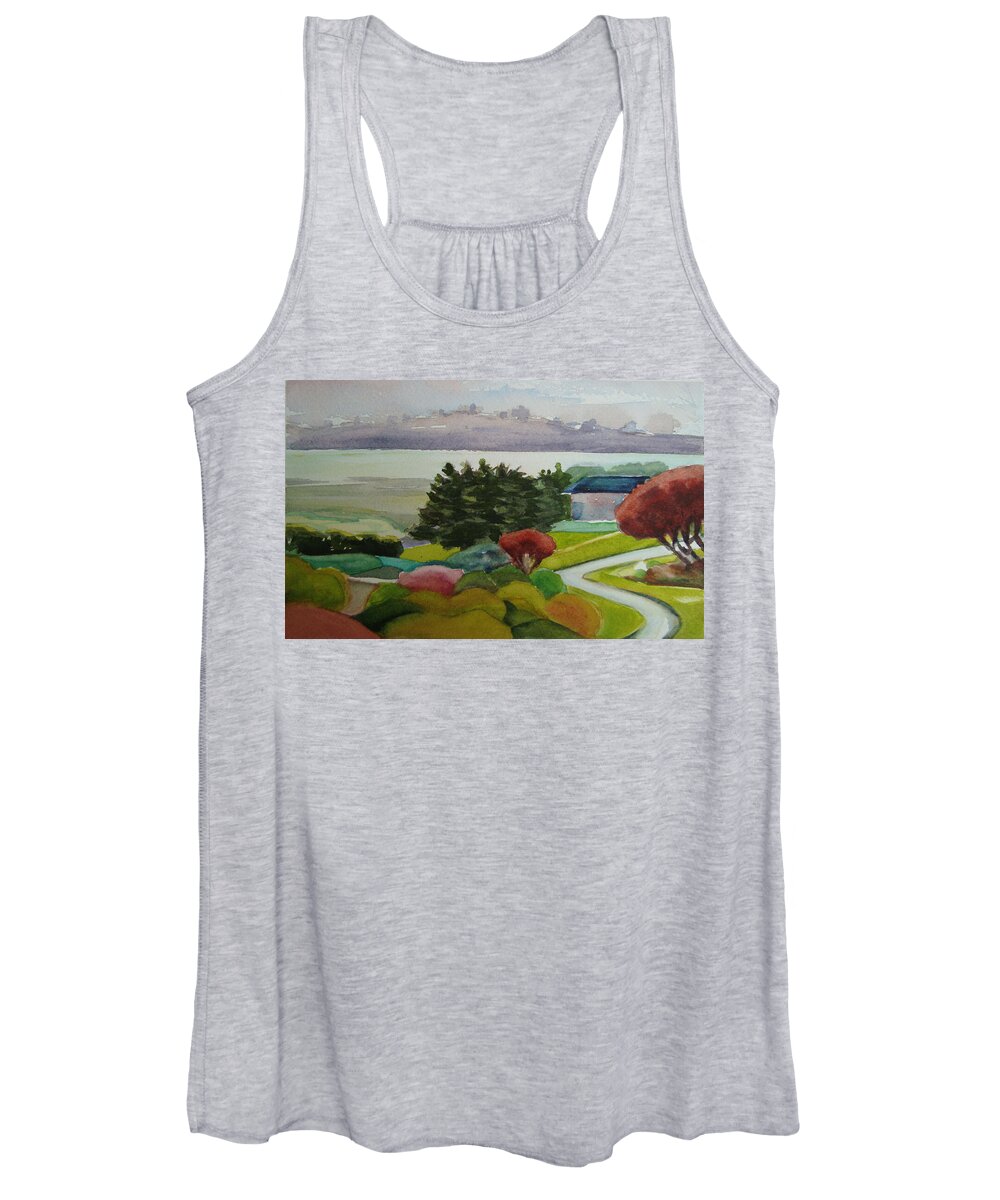Landscape Women's Tank Top featuring the painting Bodega by Karen Coggeshall