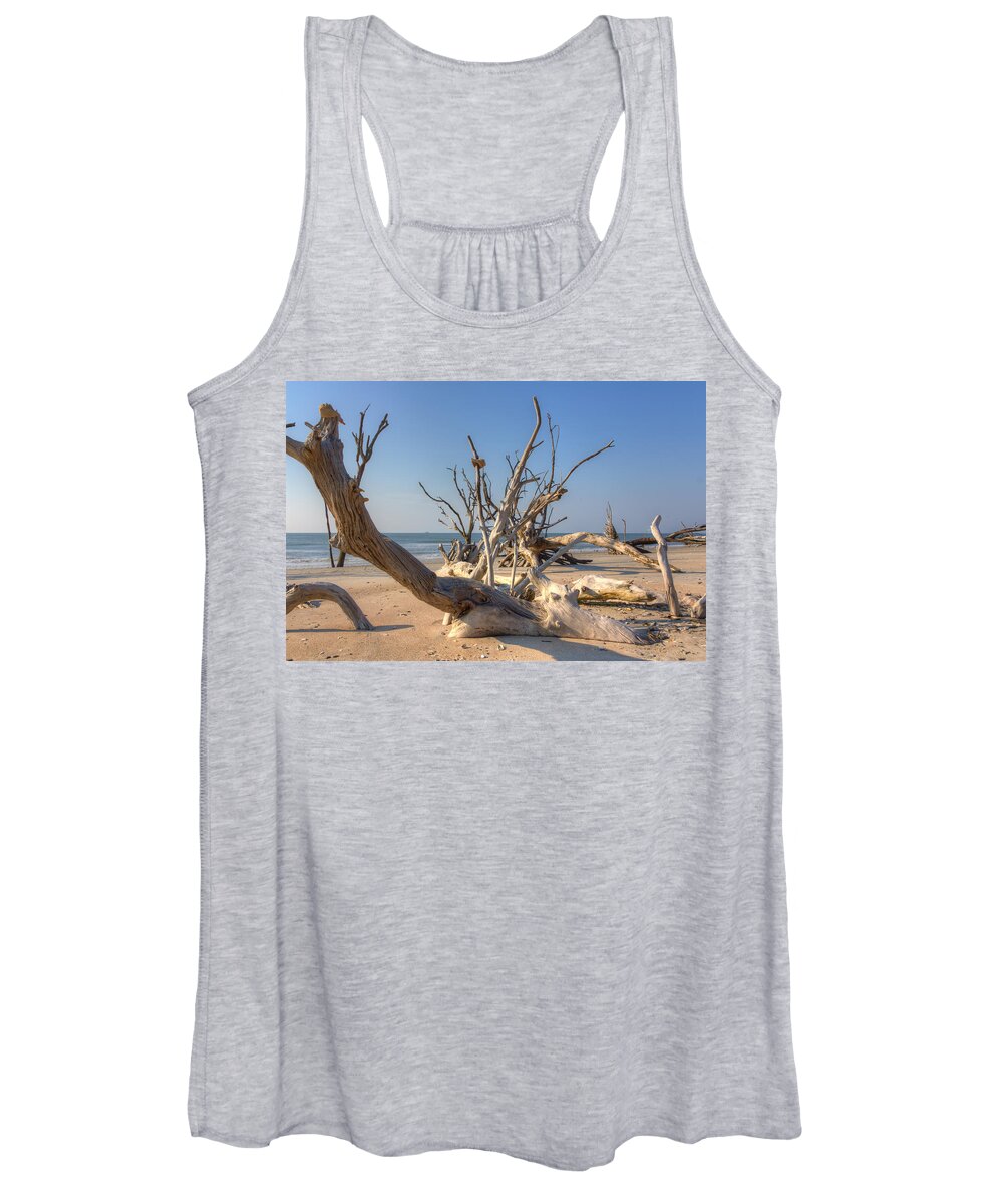 Botany Bay Plantation Women's Tank Top featuring the photograph Boneyard Beach by Patricia Schaefer