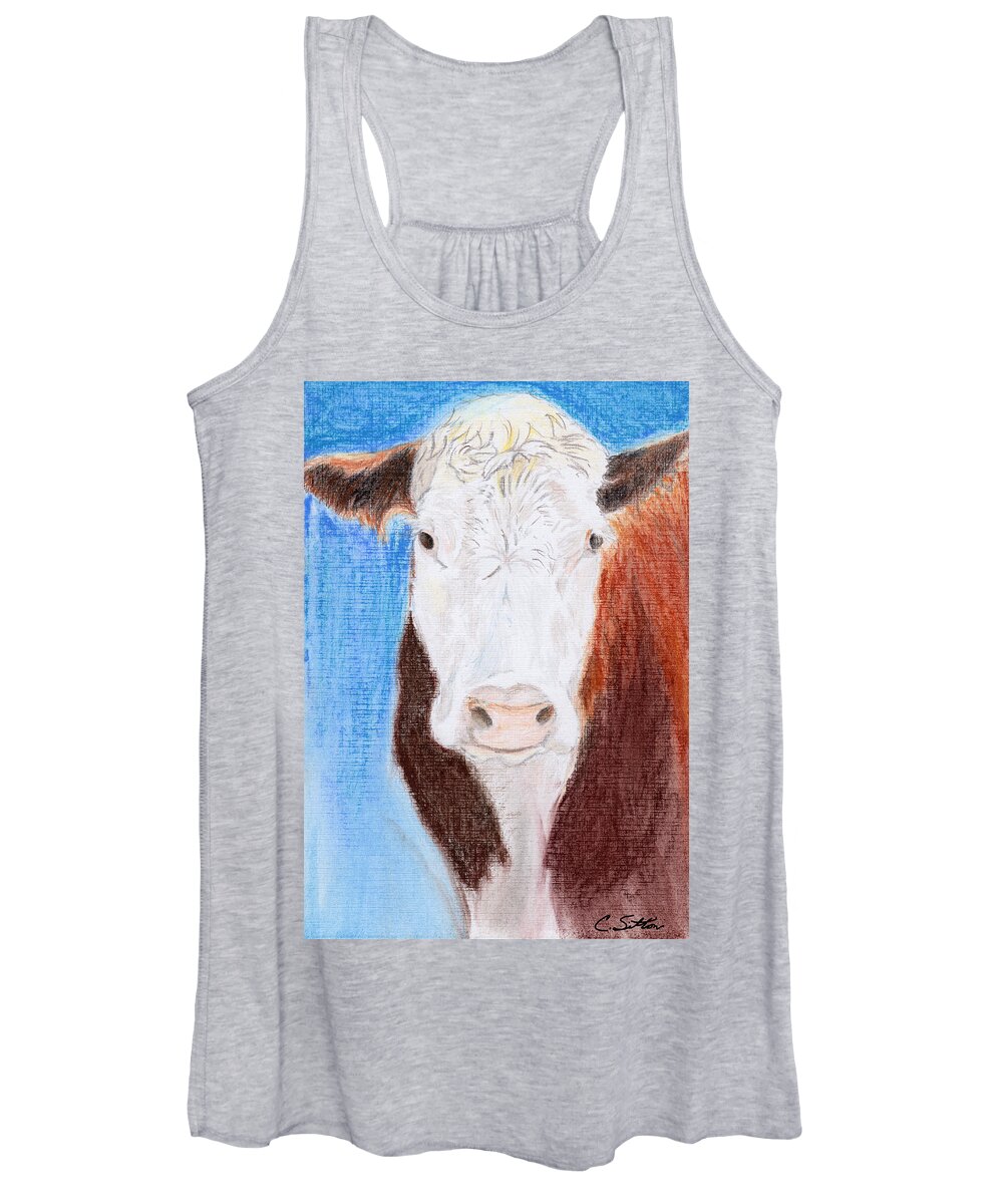 Herford Paintings Women's Tank Top featuring the pastel Brown-eyed Girl by C Sitton