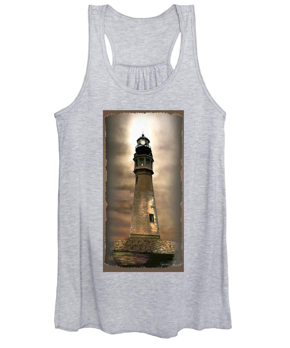  Photography Women's Tank Top featuring the painting Buffalo Main Lighthouse by Regina Femrite