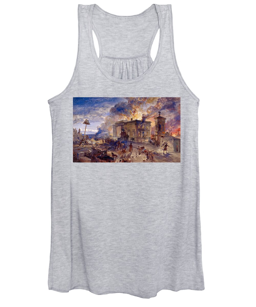 Russian Women's Tank Top featuring the drawing Burning Temple Of The Winds, 1856 by William 'Crimea' Simpson