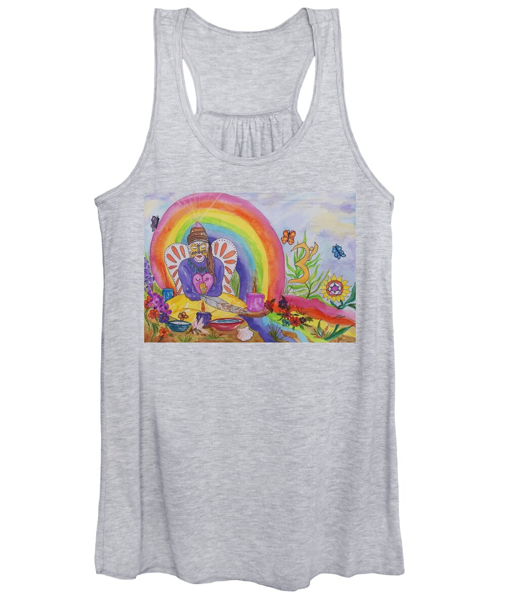 Spiritual Women's Tank Top featuring the painting Butterfly Woman Healer I Am by Ellen Levinson