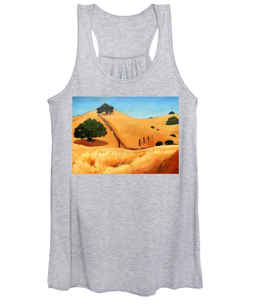 Landscape Women's Tank Top featuring the painting California Dry Grass by Gary Coleman