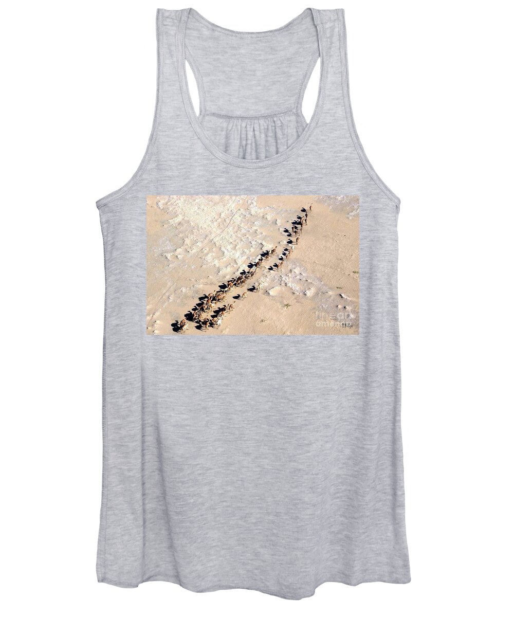 Africa Women's Tank Top featuring the photograph Camels walking in Desert by HELGE Art Gallery