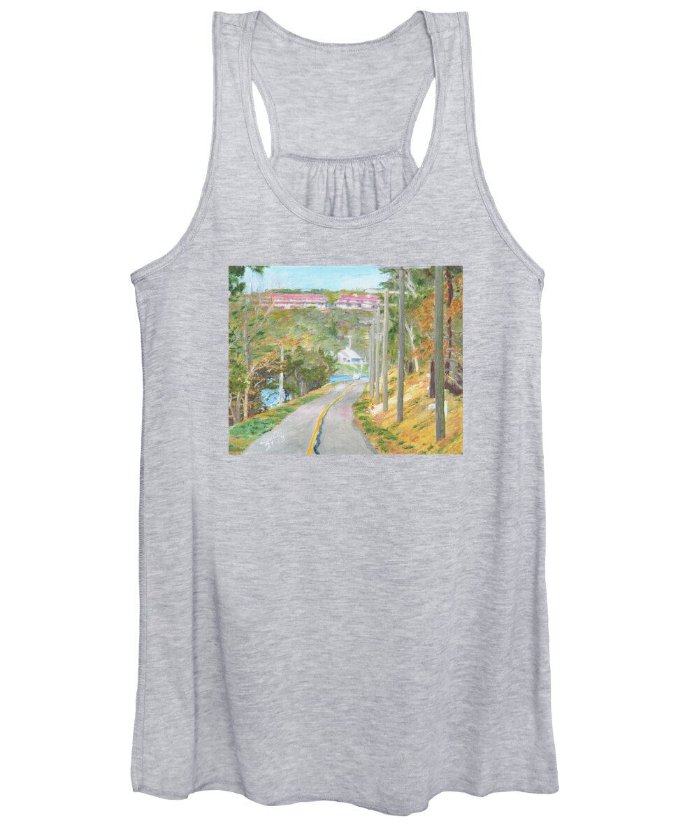 Nature Women's Tank Top featuring the painting Cape Cod Canal Bike Trail by Cliff Wilson