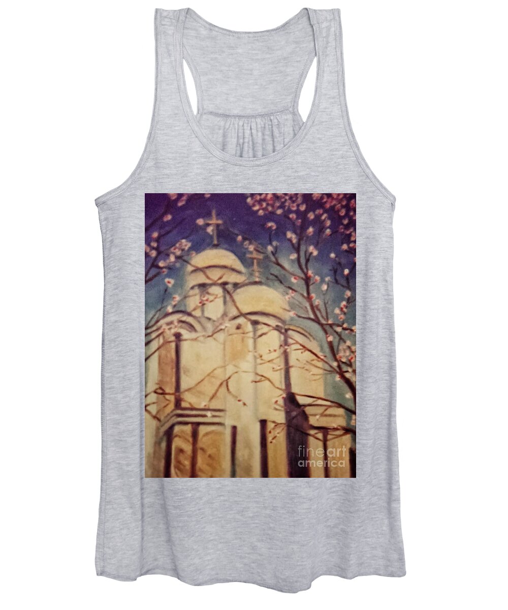 Dc Women's Tank Top featuring the painting Cathedral at Springtime by Karen Francis